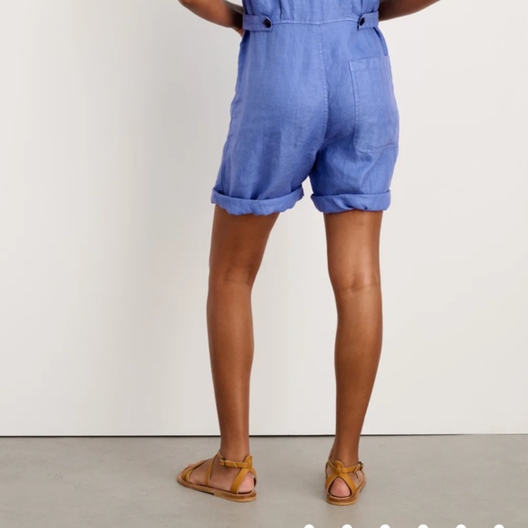 New with tag size small Alex Mill blue standard short jumpsuit linen - Picture 4 of 4